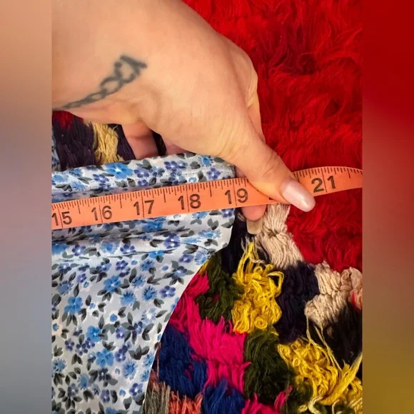 90s Vintage Baby Blue Floral Spaghetti Strap Sundress Sz M - Picture 6 of 9